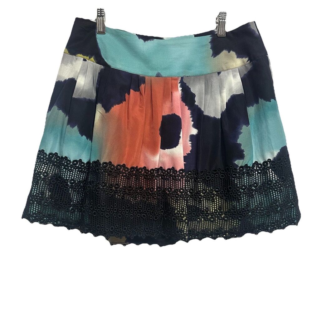 Leifsdottir Multicolor Floral  Lace A-Line Short Skirt,  Size 6 Feminine, Pretty